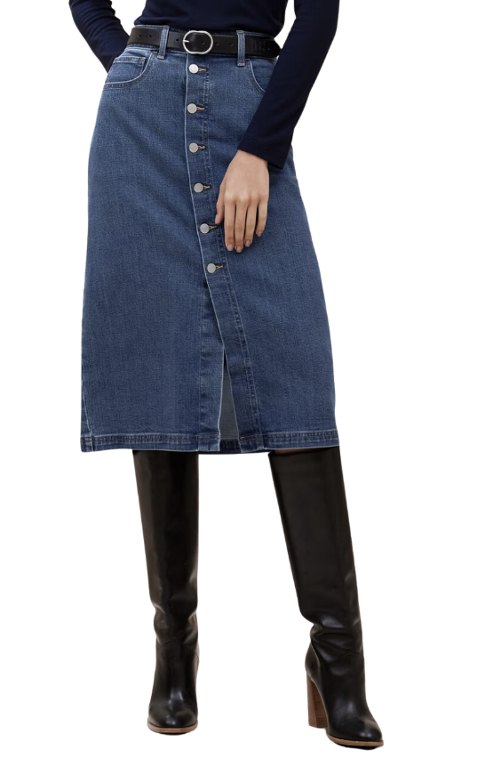 Denim Knee-Length Skirt